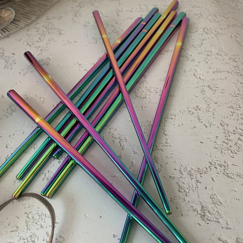 Koolemon 5pairs Polished Multicolor Rainbow 304 Stainless Steel Chopsticks Set,Metal Chopsticks Reusable, Dishwasher Safe, Traditional Chopstick,9.3inch,Chinese Japanese Chop stick - Image 2